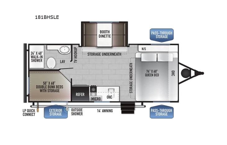 Representative floor plan provided by a trusted RVshare partner.