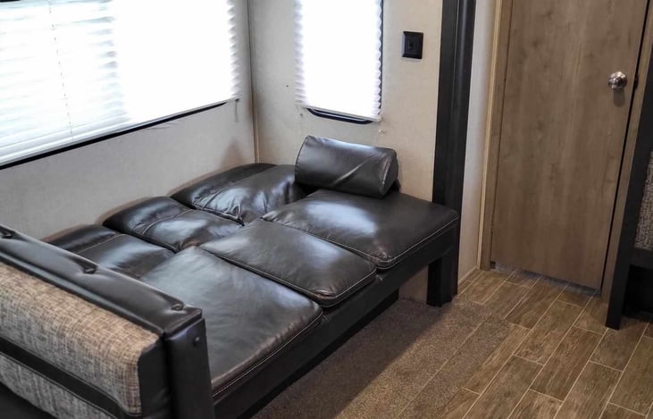 Couch converted into a bed