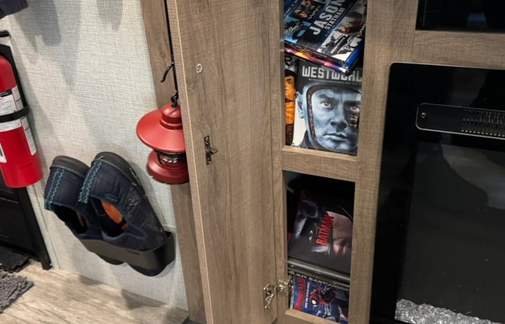 Choose a movie from the DVD library—watch inside with the Polk sound system or outside with the outdoor movie theater option.