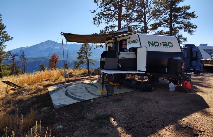 Camping in Colorado with view of Pikes Peak