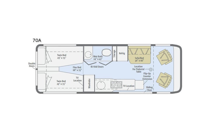 Representative floor plan provided by a trusted RVshare partner.