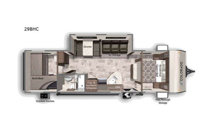 Representative floor plan provided by a trusted RVshare partner.