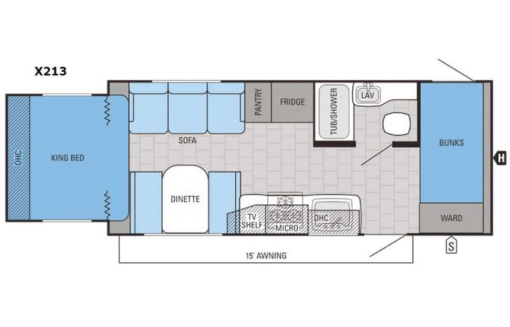 Representative floor plan provided by a trusted RVshare partner.