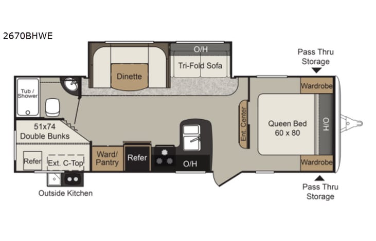 Representative floor plan provided by a trusted RVshare partner.
