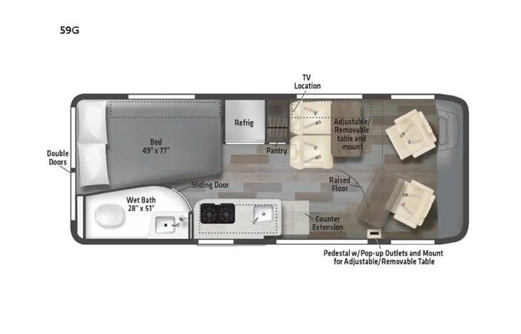 Representative floor plan provided by a trusted RVshare partner.