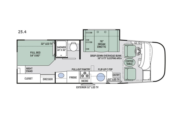 Representative floor plan provided by a trusted RVshare partner.