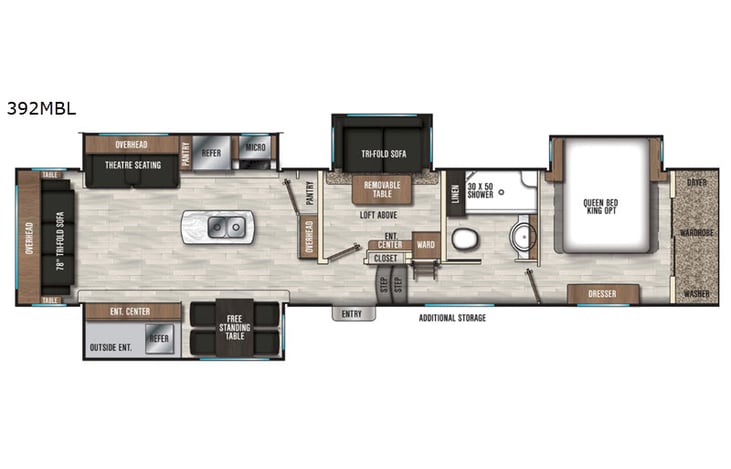 Representative floor plan provided by a trusted RVshare partner.