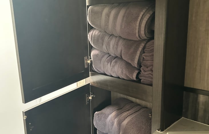 Fully stocked with towels, wash cloths and hand towels