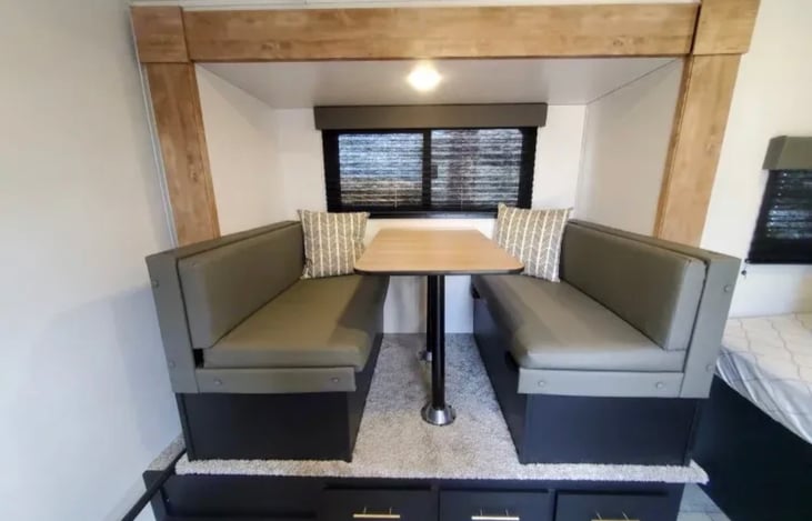 Dinette turns into sleeping arrangement as well.