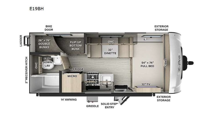 Representative floor plan provided by a trusted RVshare partner.