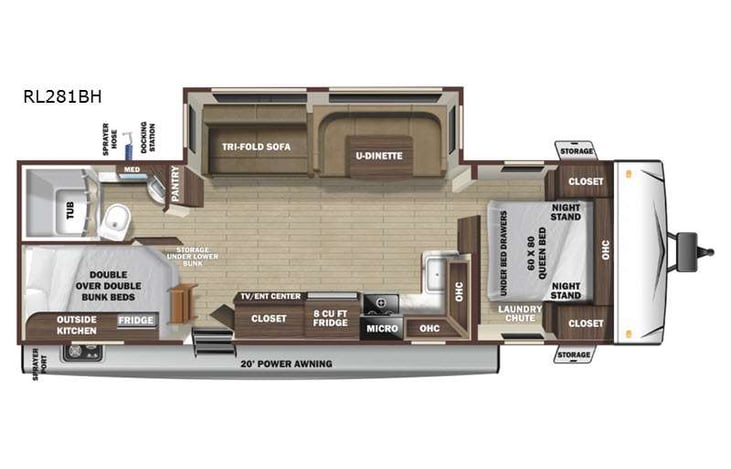 Representative floor plan provided by a trusted RVshare partner.