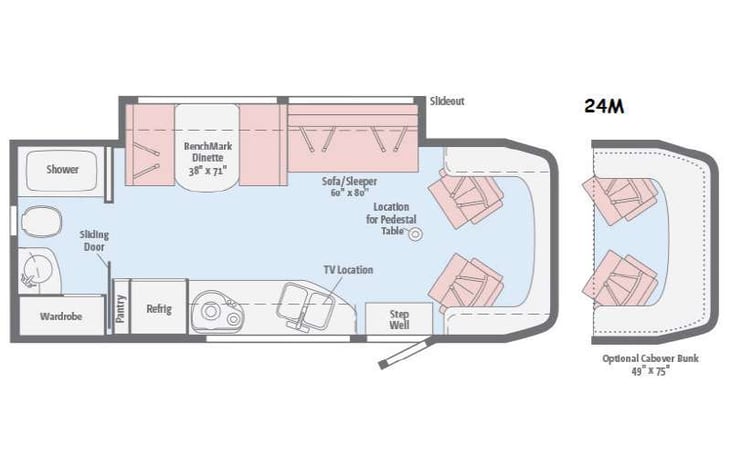 Representative floor plan provided by a trusted RVshare partner.