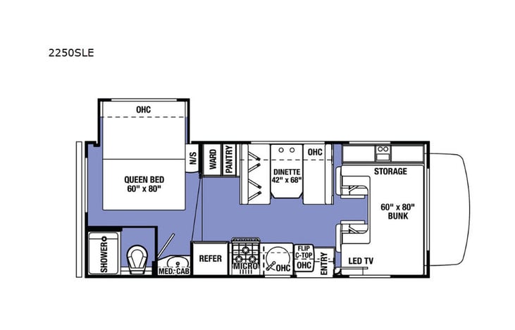 Representative floor plan provided by a trusted RVshare partner.