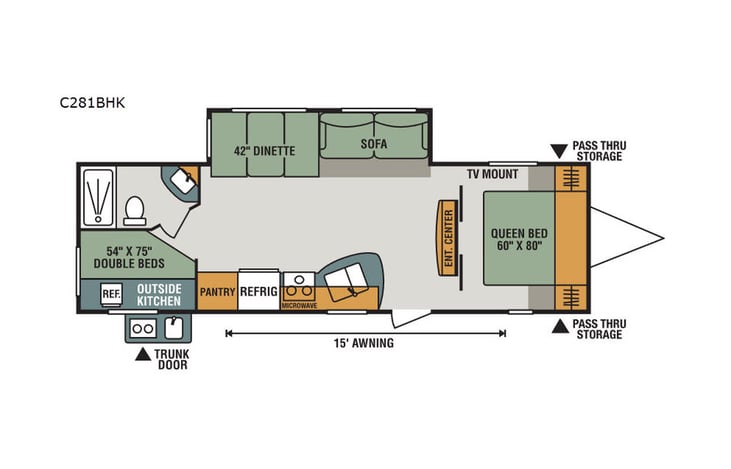 Representative floor plan provided by a trusted RVshare partner.