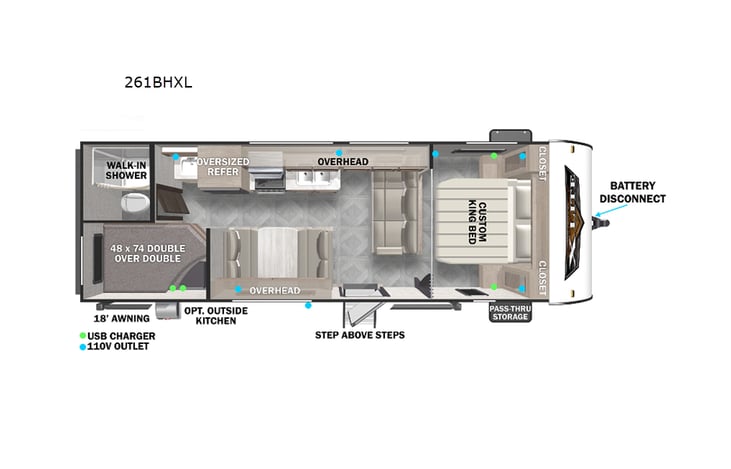 Representative floor plan provided by a trusted RVshare partner.