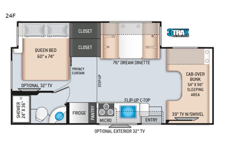 Representative floor plan provided by a trusted RVshare partner.