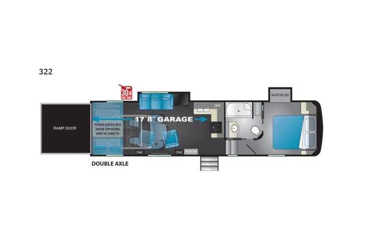 Representative floor plan provided by a trusted RVshare partner.
