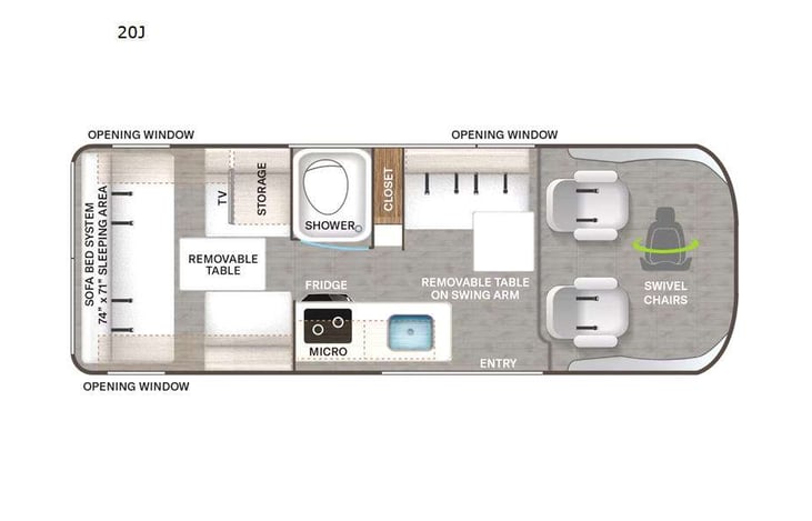 Representative floor plan provided by a trusted RVshare partner.