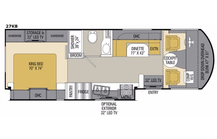 Representative floor plan provided by a trusted RVshare partner.
