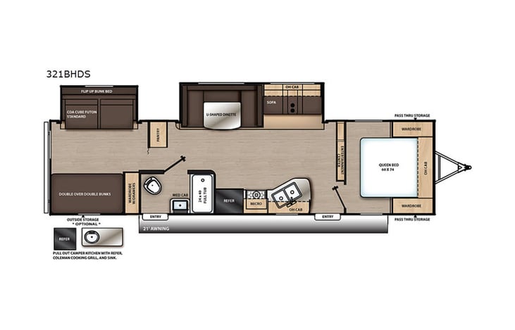 Representative floor plan provided by a trusted RVshare partner.