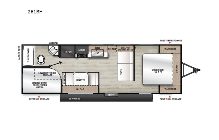 Representative floor plan provided by a trusted RVshare partner.