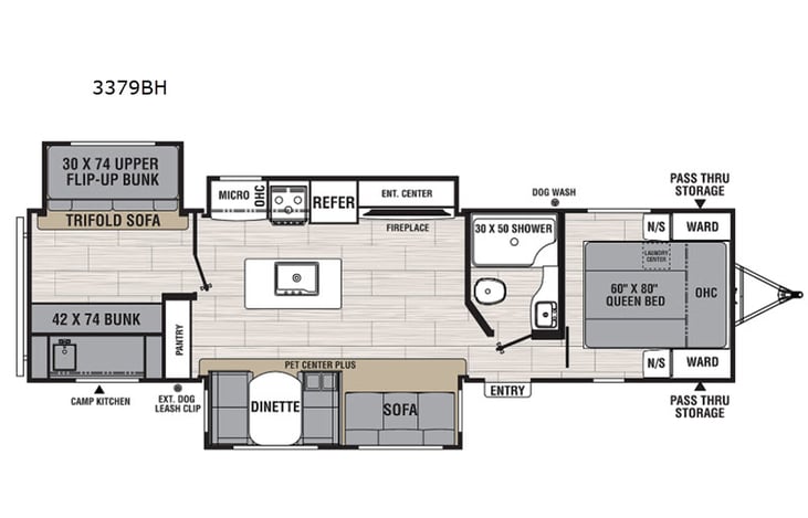Representative floor plan provided by a trusted RVshare partner.