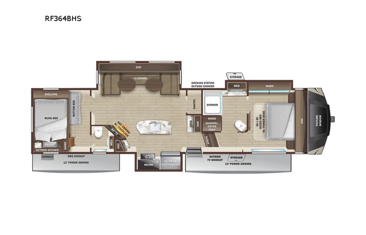 Representative floor plan provided by a trusted RVshare partner.