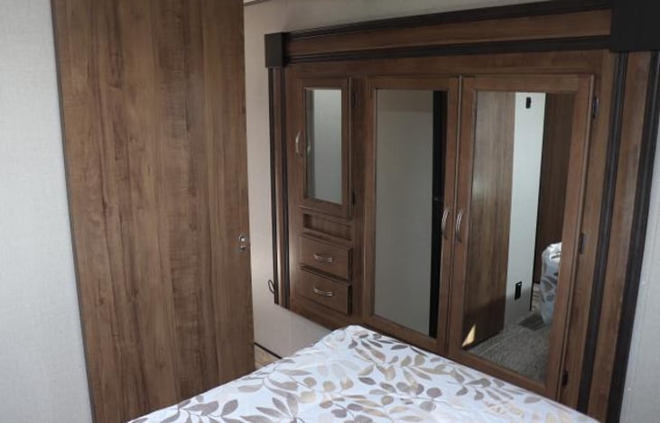 Main bedroom, wardrobe & towels cabinet.