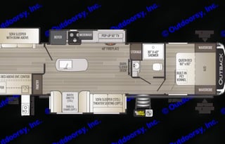 The ⁠Keystone Outback 340BH luxury travel trailer