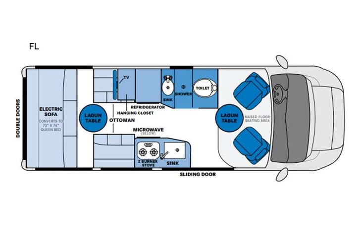 Representative floor plan provided by a trusted RVshare partner.