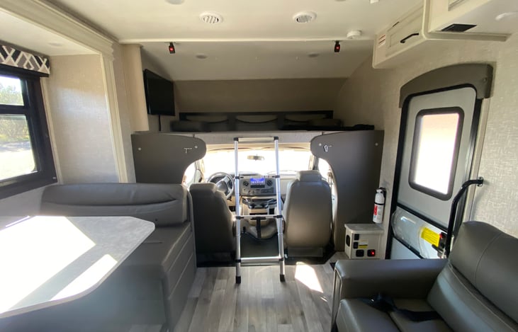 View of cab-over bunk with ladder