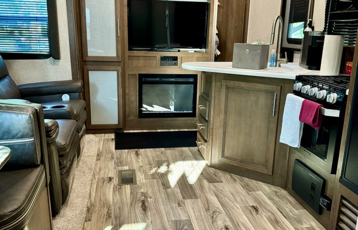 Looking from bunk room towards front of camper