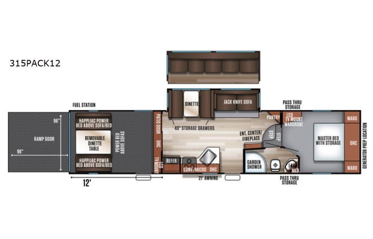 Representative floor plan provided by a trusted RVshare partner.