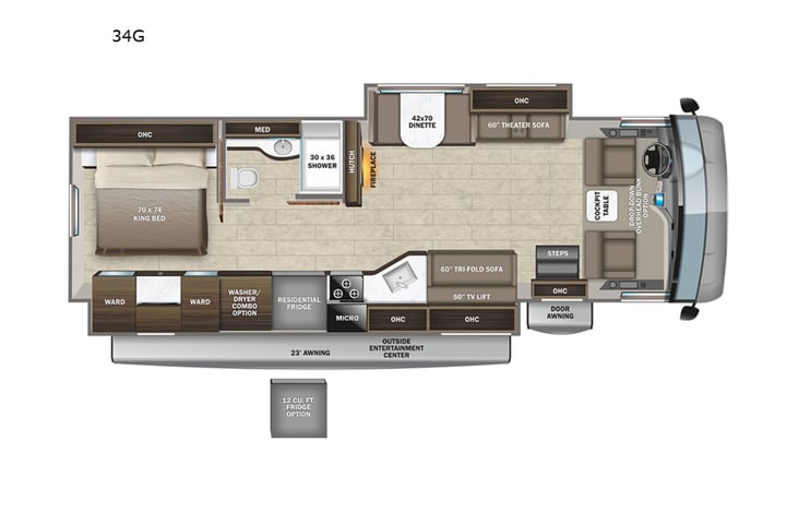 Representative floor plan provided by a trusted RVshare partner.