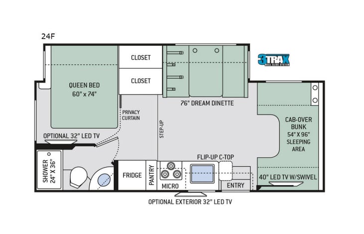 Representative floor plan provided by a trusted RVshare partner.