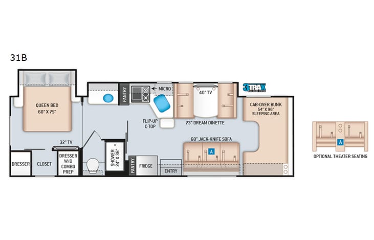 Representative floor plan provided by a trusted RVshare partner.
