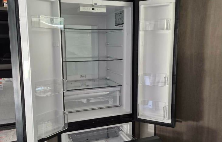 Modern luxury inside! Features a private master queen, double bunks, a huge U-shaped dinette slide-out, a fully loaded kitchen, a 10.2 cu ft fridge, a full bath, and premium JBL sound.