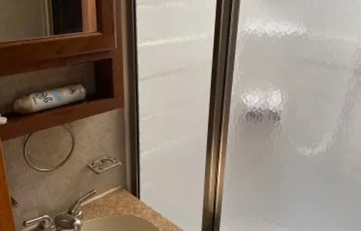 Large bathroom private shower.