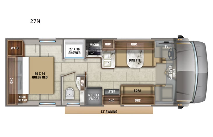 Representative floor plan provided by a trusted RVshare partner.