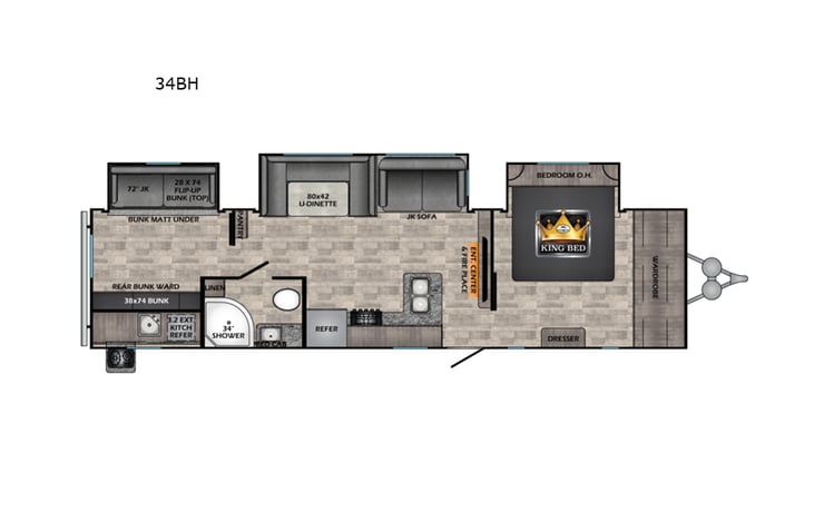 Representative floor plan provided by a trusted RVshare partner.