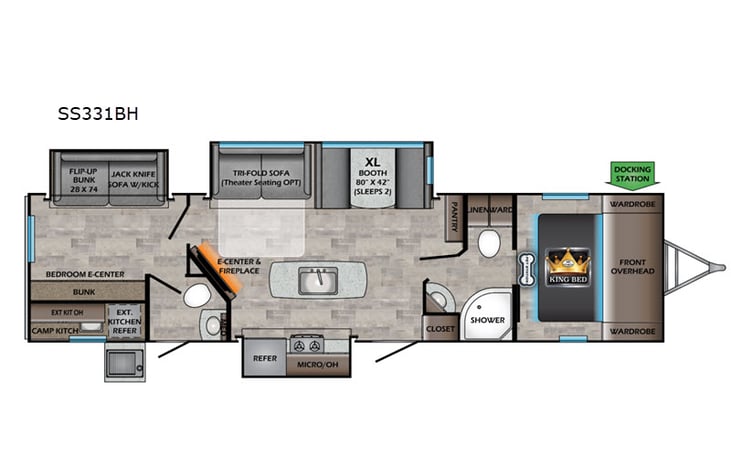 Representative floor plan provided by a trusted RVshare partner.