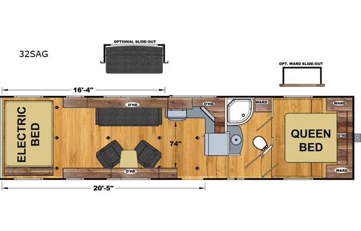 Representative floor plan provided by a trusted RVshare partner.