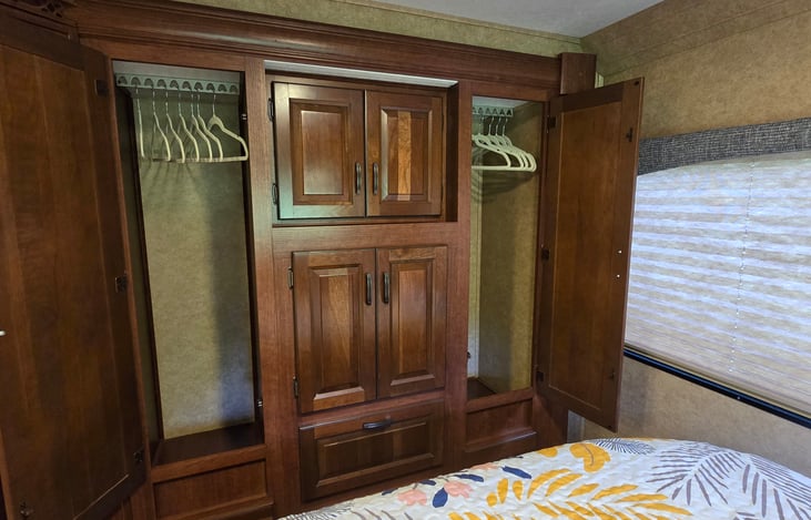 Plenty of clothes storage, including 4 small hanging closets.