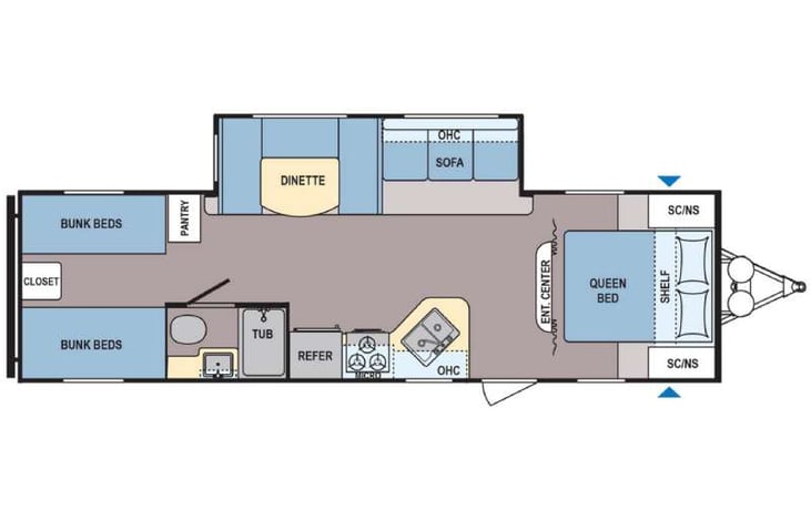 Representative floor plan provided by a trusted RVshare partner.