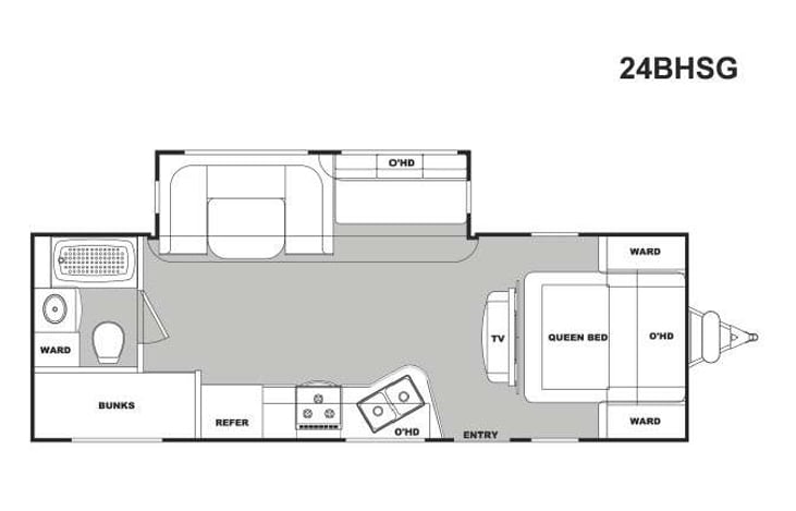 Representative floor plan provided by a trusted RVshare partner.