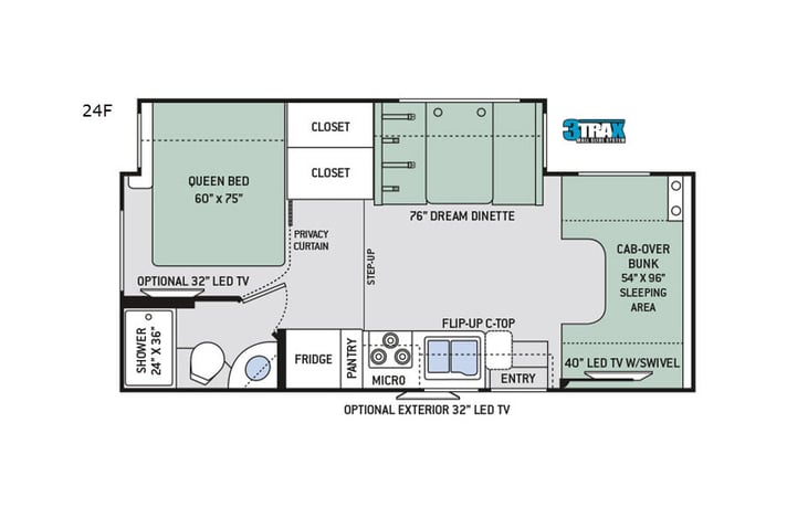 Representative floor plan provided by a trusted RVshare partner.