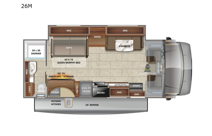 Representative floor plan provided by a trusted RVshare partner.