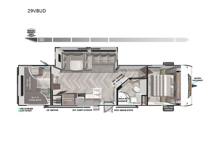 Representative floor plan provided by a trusted RVshare partner.