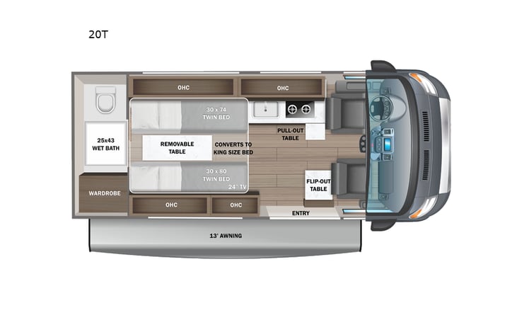 Representative floor plan provided by a trusted RVshare partner.