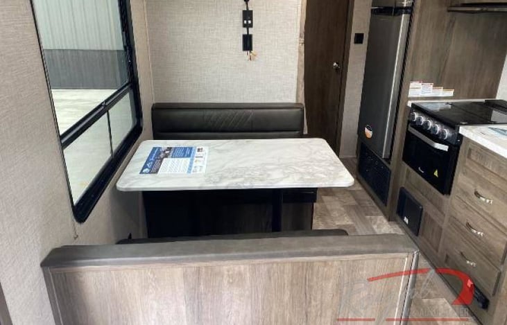 Dinette drops down into a bed